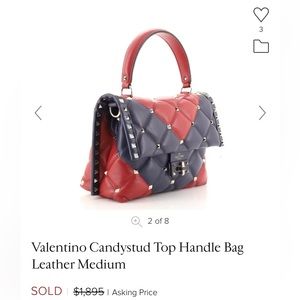 ❌SOLD❌ Authentic Valentino Garavani Medium V Inlay Candystud Red Blue Handbag